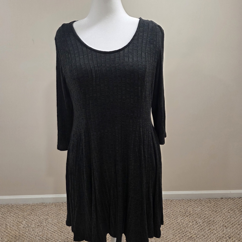 Torrid Green Ribbed Long Sleeve Skater dress
